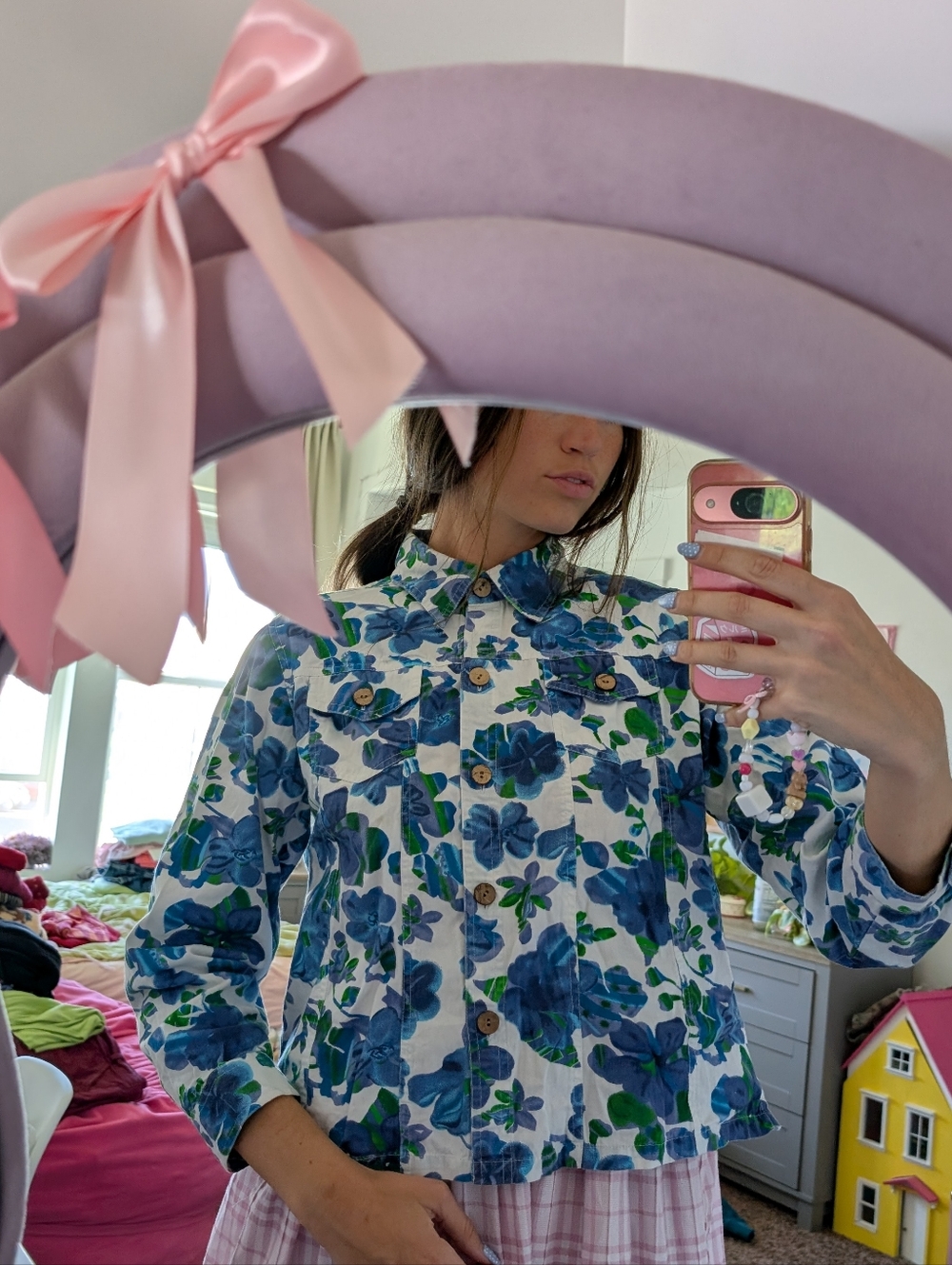 KEREN hart Blue and Green Floral Cotton Shirt